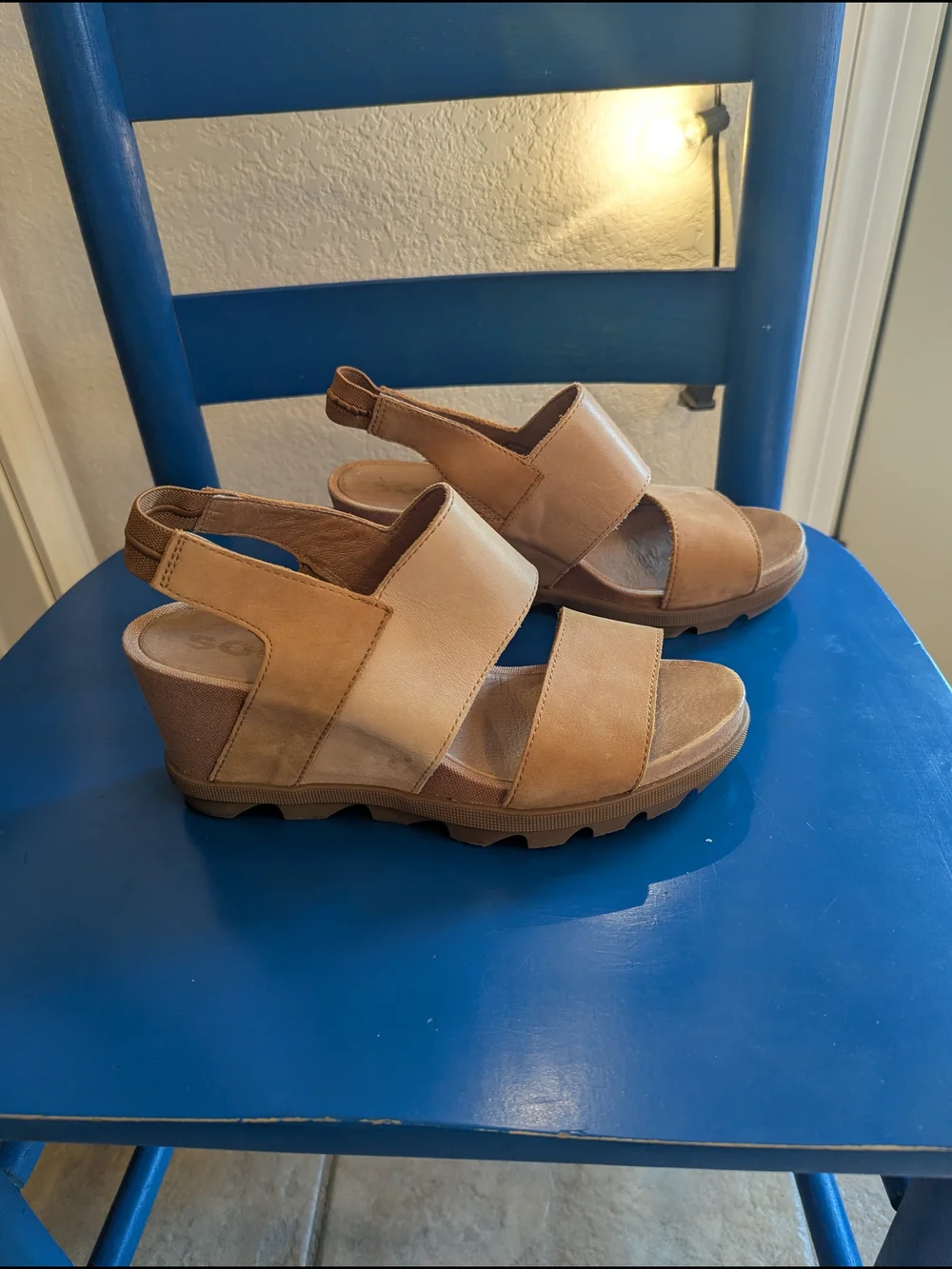Sorel Tan Suede Wedge Sandals